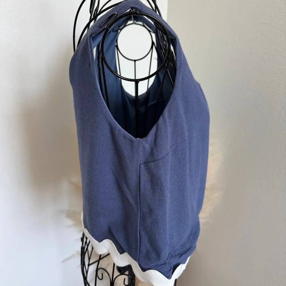 Fab'rik Scallop Hem Square Neck Linen Blend Tank Top NEW Size Medium - Picture 7 of 11